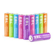 Baterias recarregáveis EBL AA 2500mAh Ni-MH, pacote com 10