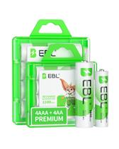 Baterias recarregáveis EBL AA 2800mAh, pacote com 4, pacote com 4 pilhas AAA 1100mAh