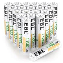 Baterias recarregáveis EBL AAA 1100mAh Ni-MH, pacote com 20