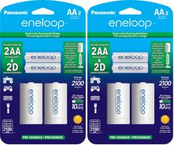 Baterias recarregáveis Eneloop AA 2100mAh com adaptadores D Baterias recarregáveis Eneloop AA 2100mAh com adaptadores D