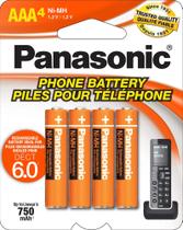 Baterias recarregáveis Panasonic HHR-4DPA/4B AAA 750mAh, pacote com 4