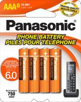 Baterias recarregáveis Panasonic HHR-4DPA/8BA AAA 750mAh 8Pk