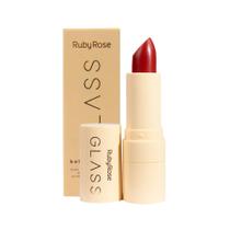 Batom Bala Bastão Glass Ruby Rose Velvety Média Cobertura Acabamento Aveludado 3,5g