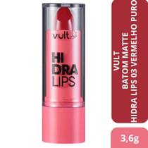 Batom Cremoso Hidra Lips Vermelho Puro Vegano Vult - 3,6g