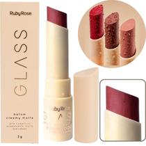 Batom Cremy Matte Glass Ruby Rose Aveludado Resistente Água