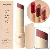 Batom Cremy Matte Glass Ruby Rose Aveludado Resistente Água