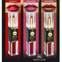 Batom Gloss 2 em 1 Nawts Life Alby Hidratante e Acetinado 4g Cor Vibrante