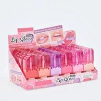 Batom lip gloss glitter formato picolé mudança de cor moda feminina