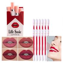 Batom Lipstick Little Smoke Caixa 4 Cores Sortidas + Batom Cotonete Lip Tint Longa Duração 12 Unidades