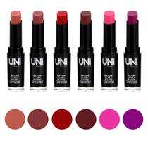 Batom Ultra Matte Lipstick Longa Duração Uni Makeup - Kit Com 6 Cores