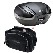 Baú 47L Givi Monokey V47nnt Tampo Abs Carbon E Lente Fumê + Bolsa Mala Interna para Baú V47