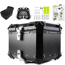 Baú Alumínio Universal Moto 45L Bauleto Com Suporte Bagageiro 2 Cores Preto ou Prata Top Case Bauleto Alumínio Bagageiro Moto