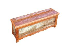 Baú Banco 1,20m Madeira Maciça de Demolição com Patina