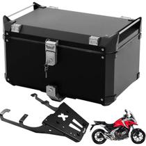 Baú Bauleto 55l Alumínio Preto + Bagageiro Honda Nc750x 24+ Baú Bauleto 55l Alumínio Preto + Bagageiro Honda Nc750x 24+