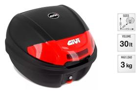 Baú Bauleto Givi Moto Monolock E300N 30Litros Lente Vermelha