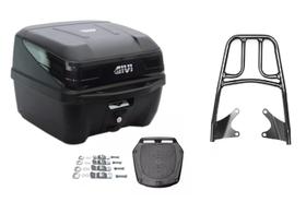 Baú bauleto moto givi 33l traffic iii + bagageiro cg titan 160 2016 até 2023 cromado projétil