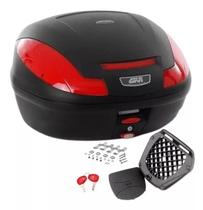 Bau bauleto moto givi 47l monolock simply e-470n preto lente vermelha cabe 2 capacetes