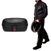 Baú Bauleto Moto Pro Tork Smartbox 2 45 Litros - Pro Tork + Capa de Chuva Combate Com Gola - Pioneira