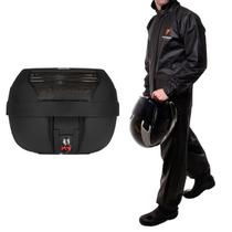 Baú Bauleto Moto Pro Tork Smartbox 28 Litros - Pro Tork + Capa de Chuva Combate Com Gola - Pioneira