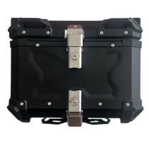 Baú Bauleto Preto de Alumínio 45 LItros com Base Universal Com Encosto Bmw Bajaj Honda Yamaha