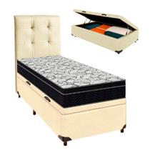 Bau Blindado Bege Com Colchão Solteiro Airtech150 Ortobom+Cabeceira Bau Blindado Bege Com Colchão Solteiro Airtech150 Ortobom+Cabeceira