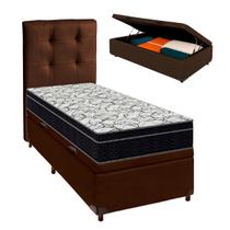Bau Blindado Com Colchão Solteiro Airtech150 Ortobom e Cabeceira Marrom Bau Blindado Com Colchão Solteiro Airtech150 Ortobom e Cabeceira Marrom