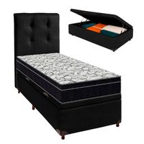Bau Blindado Preto Com Colchão Solteiro Airtech150 Ortobom+Cabeceira Alice