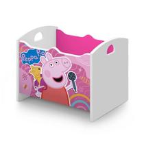 Baú Box Infantil Caixa Organizador Cesto de Brinquedos Design Divertido Estampa Peppa Rosa