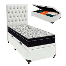 Bau Branco Com Colchão Solteiro Airtech150 Ortobom e Cabeceira Bau Branco Com Colchão Solteiro Airtech150 Ortobom e Cabeceira