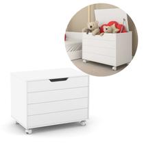 Baú Caixa de Brinquedo Infantil 70cm com Rodízio Pistão MDF Baú Caixa de Brinquedo Infantil 70cm com Rodízio Pistão MDF