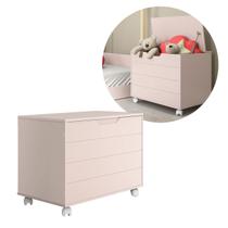 Baú Caixa de Brinquedo Infantil 70cm com Rodízio Pistão MDF