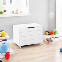 Bau Caixa De Brinquedos Brink Com Tampa E Rodizios Branco