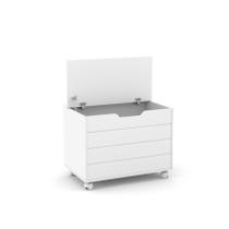 Bau caixa de brinquedos toys com tampa e rodizios branco