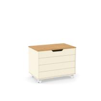 Bau caixa de brinquedos toys com tampa e rodizios off white com freijó