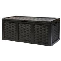 Baú Caixa Organizadora Grande 634 Litros com Tampa Armazenamento Multiuso Rattan Starplast - Preto