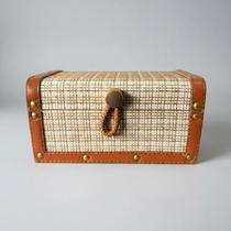 Bau caixa retangular mdf detalhe xadrez multcolor bege 24,5x15x14 r.02315 Bau caixa retangular mdf detalhe xadrez multcolor bege 24,5x15x14 r.02315