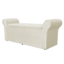 Báu Calçadeira Cancun 160cm Suede Marfim - Vallisa Decor