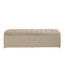 Baú Calçadeira Estofada Imperatriz 100 Cm Suede Bege