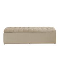 Baú Calçadeira Estofada Imperatriz 1,38 Cm Suede Bege