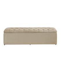 Baú Calçadeira Estofada Imperatriz 1,58 Cm Suede Bege