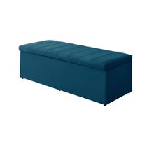 Baú Calçadeira Estofada Vitória 100 Cm Suede Azul Royal