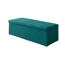 Baú Calçadeira Estofada Vitória 1,58 Cm Suede Azul Turquesa