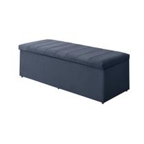 Baú Calçadeira Estofada Vitória 1,93 Cm Suede Azul Marinho