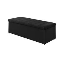 Baú Calçadeira Estofada Vitória 1,93 Cm Suede Preto