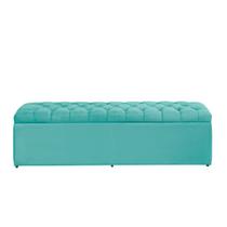 Baú Calçadeira Imperatriz 100 Cm Suede Azul Tiffany