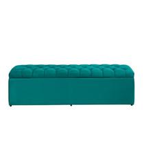 Baú Calçadeira Imperatriz 100 Cm Suede Azul Turquesa