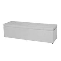 Baú Calçadeira Recamier Estofado Vitória 100Cm Suede Branco - Maitê Moda Casa