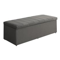 Baú Calçadeira Recamier Para Quarto Cama Vitória 100Cm Suede Cinza