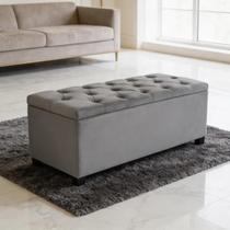 Baú Clássico Tamanho Queen 160x40x45cm Na Cor Cinza - Elegância Para Sua Casa