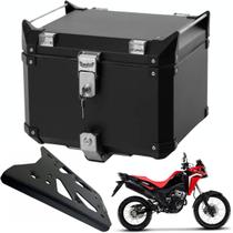 Baú de Alumínio Preto 43 L + Bagageiro Honda Sahara300 Bráz
